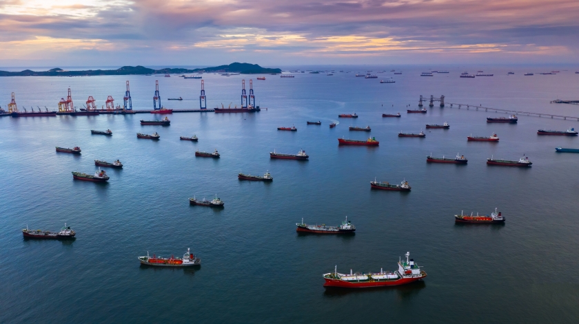 Ships waiting to enter their destination port