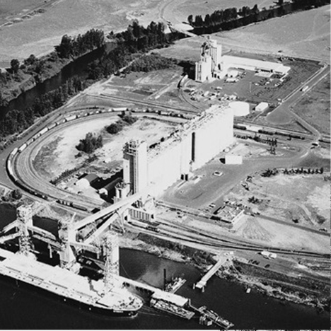 A grain shipment, storage, and export base (U.S.) of Columbia Grain, Inc., which was founded in 1978